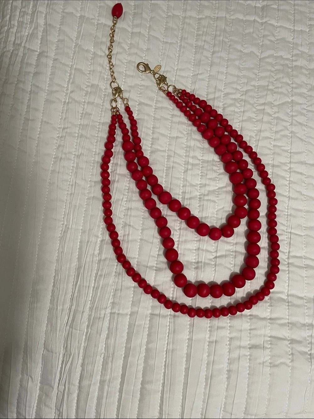 Chico's Multi-Strand Red & Gold Beaded necklace
